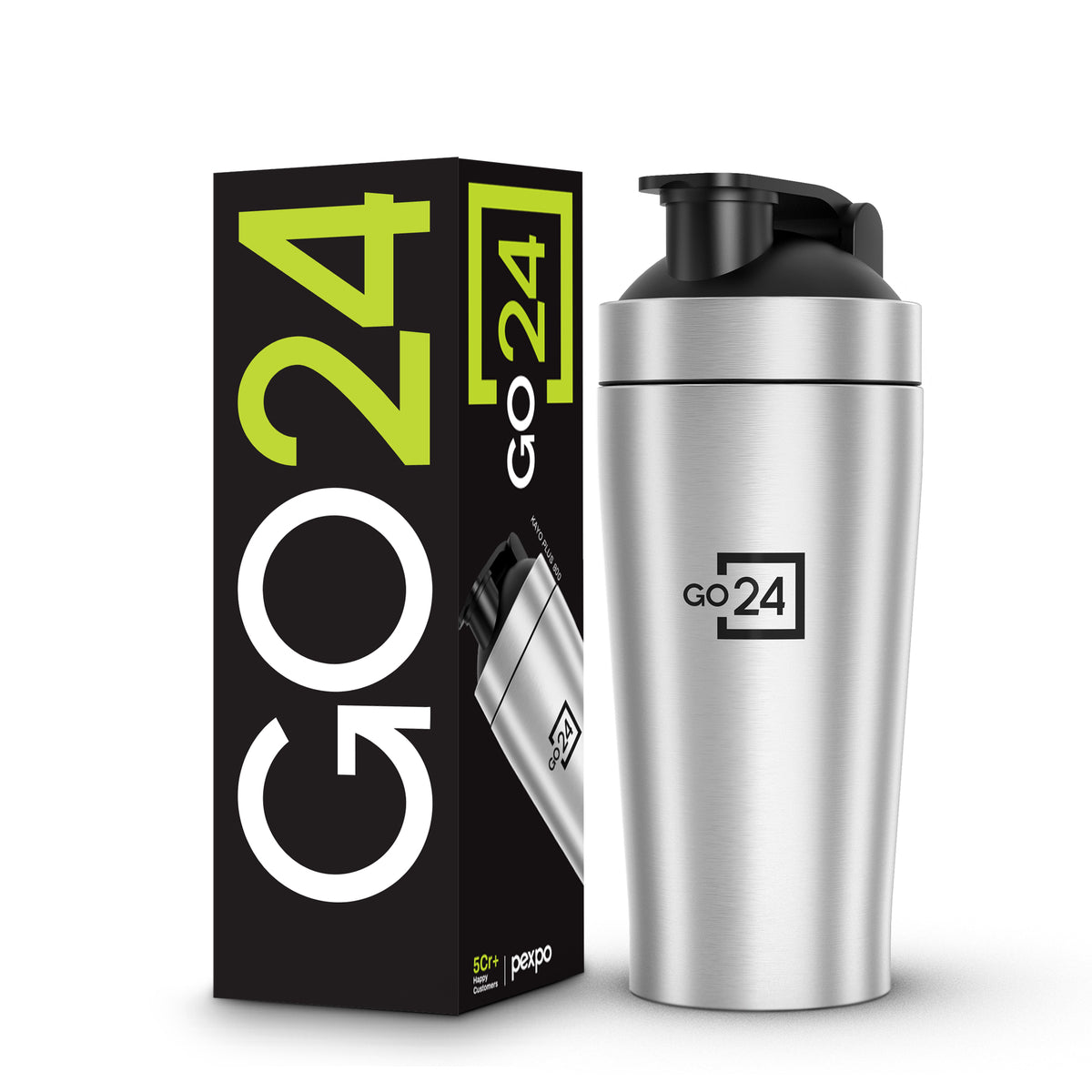 Go24 Kayo Plus Stainless Steel Gym Shaker - 800ml